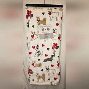 Wags & Whiskers Luxury Plush Throw Blanket with Dog Design NWT